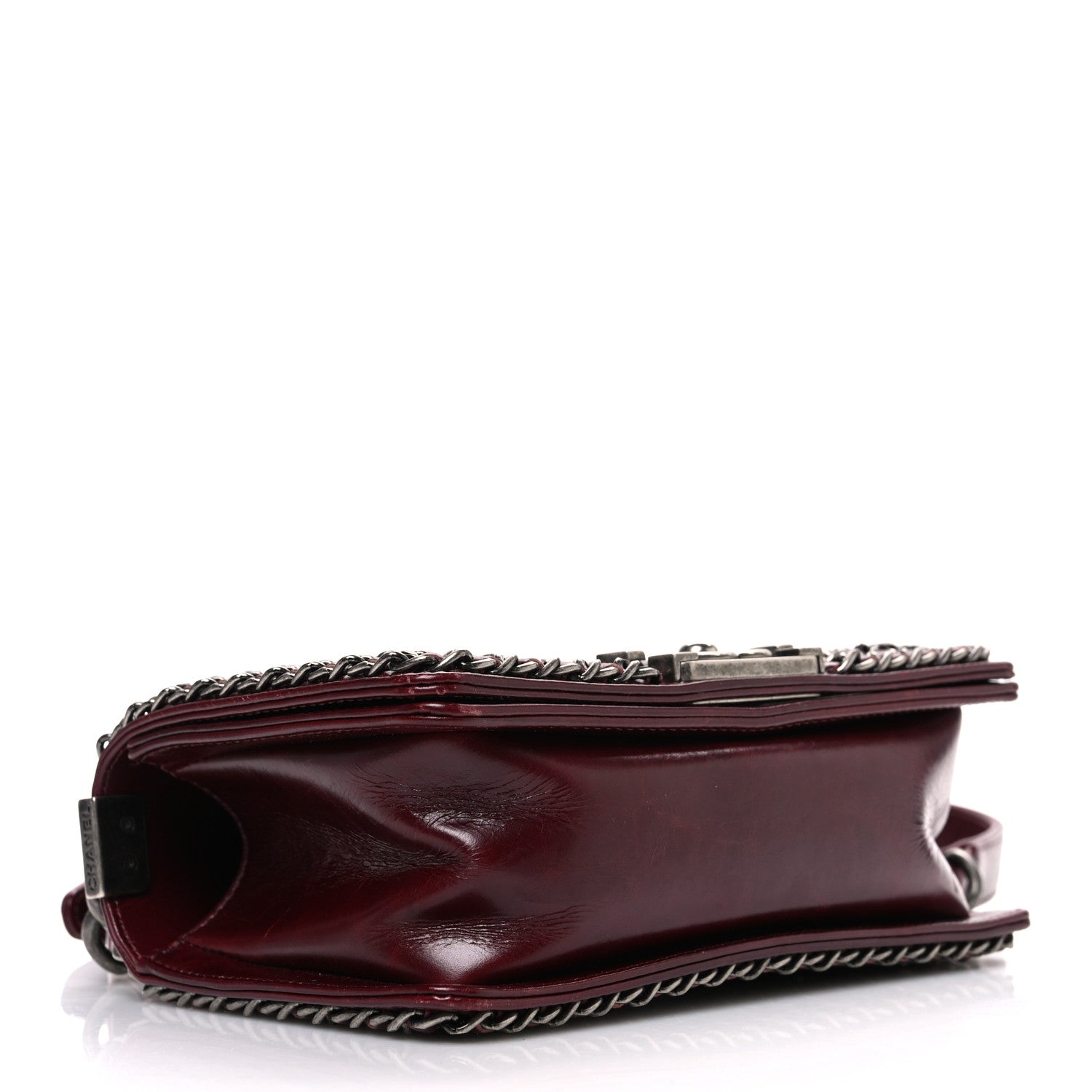 Chanel Glazed Calfskin Quilted Small Boy Chained Flap Burgundy 4 of 10