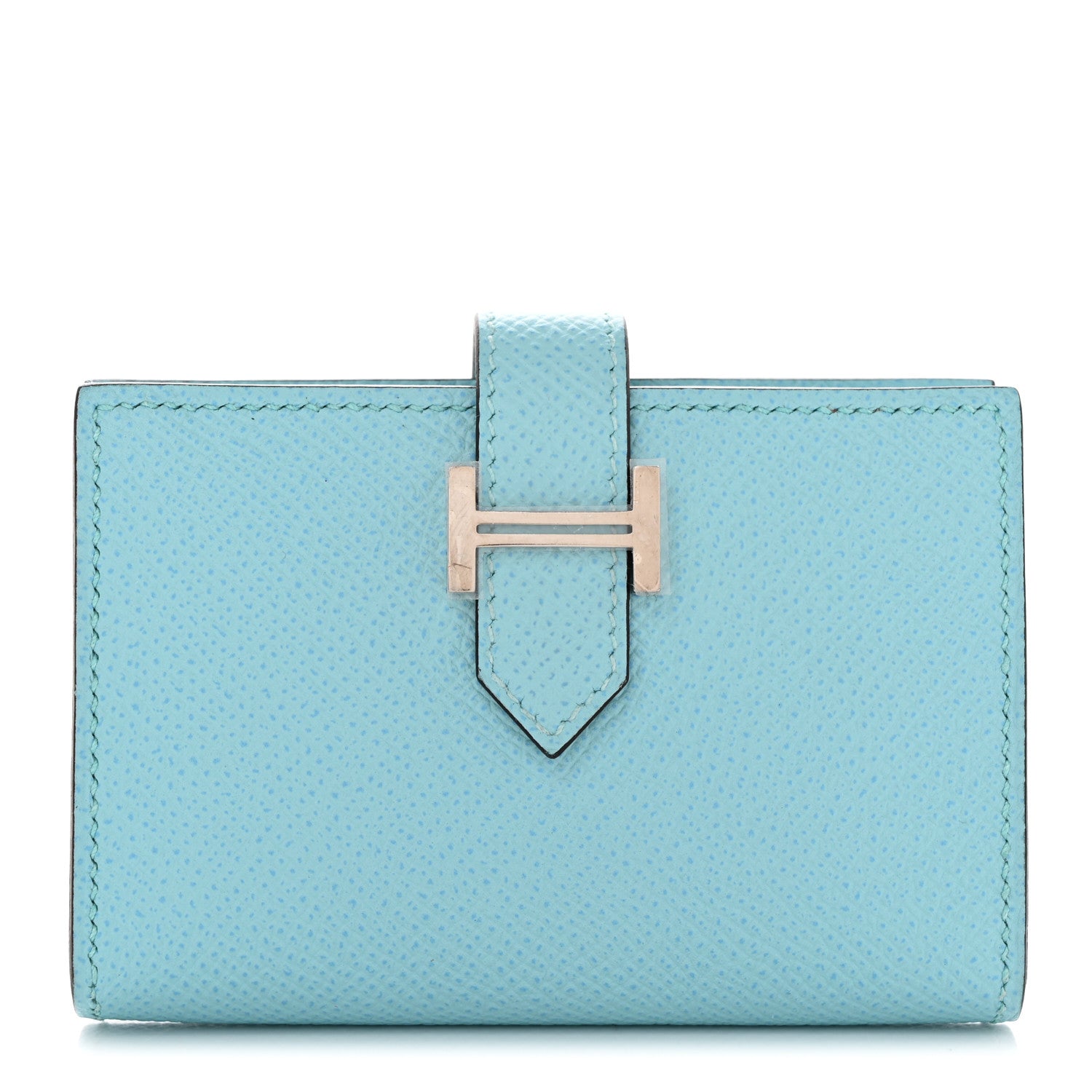 Hermes Epsom Bearn Card Holder Wallet Bleu Atoll 1 of 8