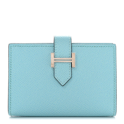 Hermes Epsom Bearn Card Holder Wallet Bleu Atoll 1 of 8