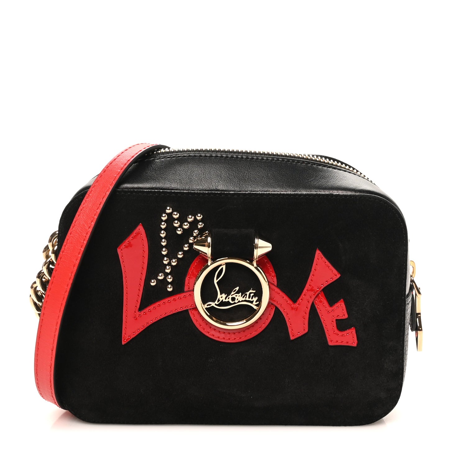 Suede Calfskin Love Rubylou Crossbody Black