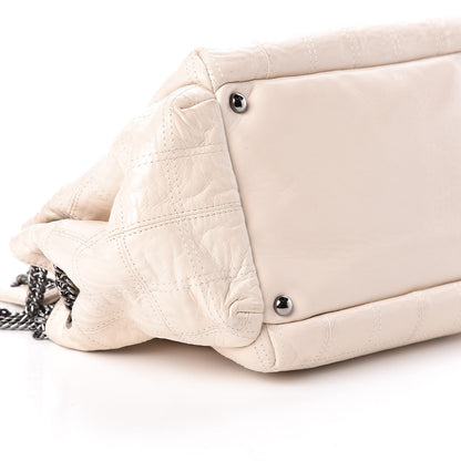 Chanel Lambskin Square Stitched Lax Accordion Hobo White 9 of 15