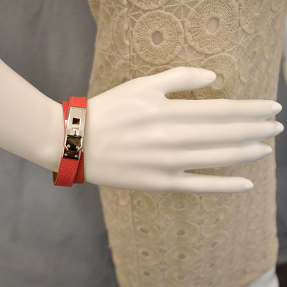 Hermes Epsom Kelly Double Tour Bracelet Rose Jaipur 3 of 8