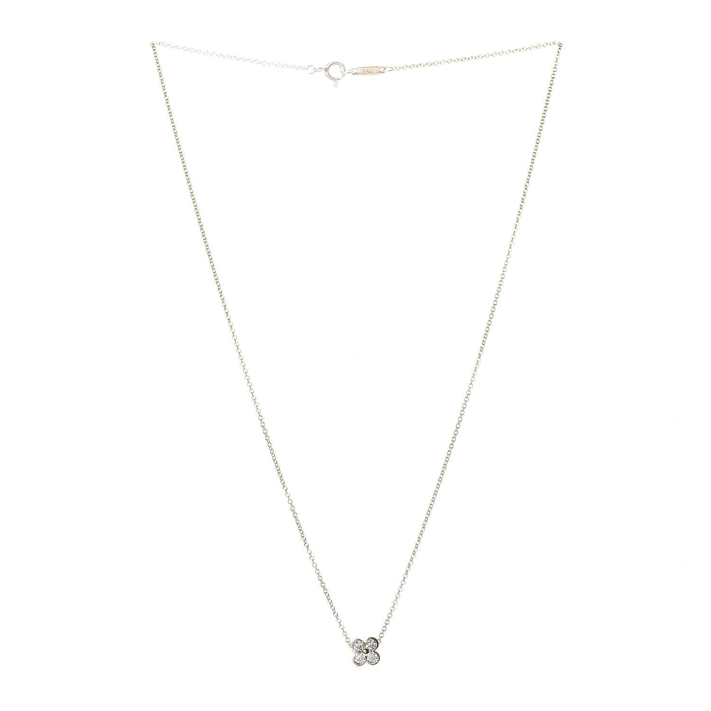 18K Yellow Gold Diamond Flower Pendant Necklace