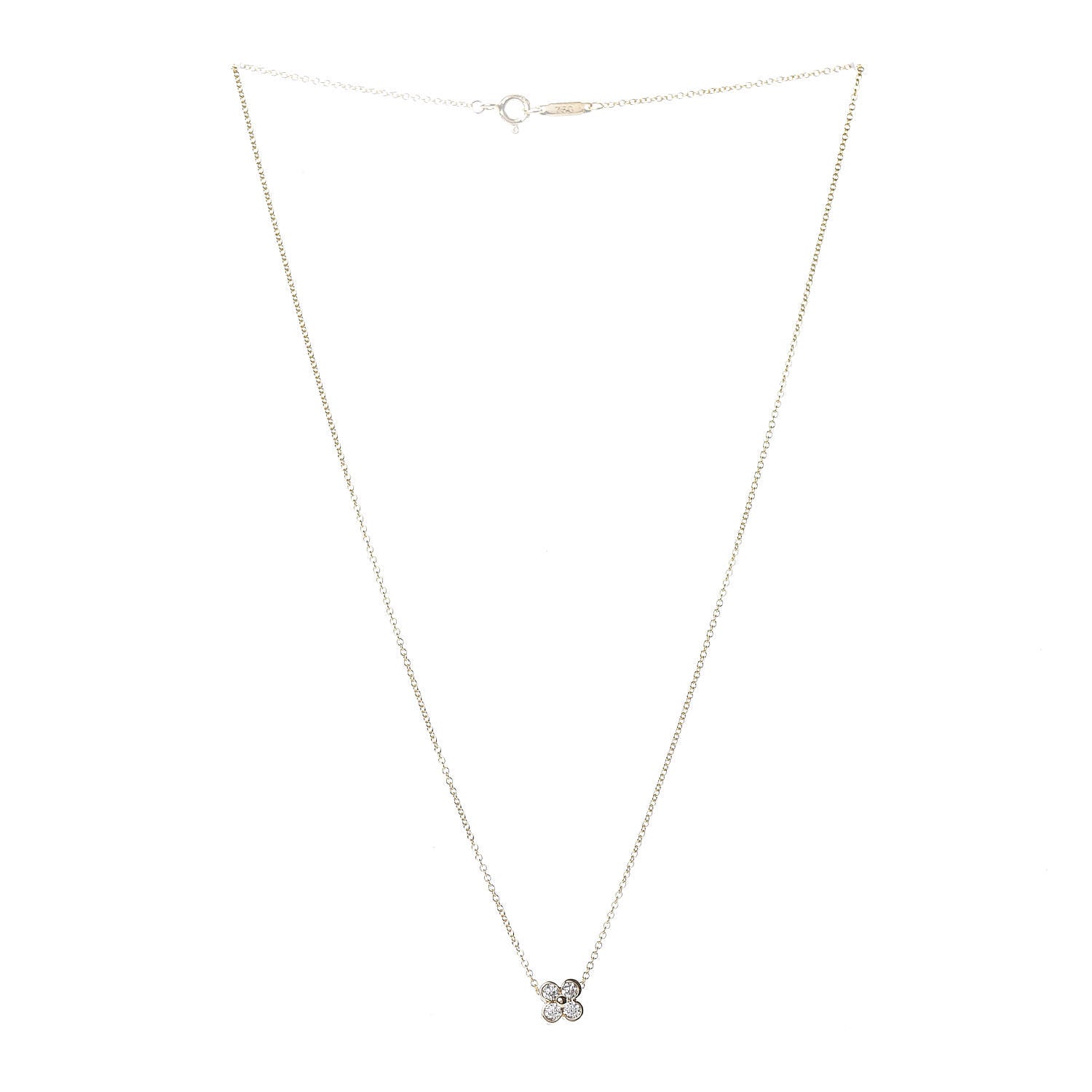 Tiffany 18K Yellow Gold Diamond Flower Pendant Necklace 3 of 6