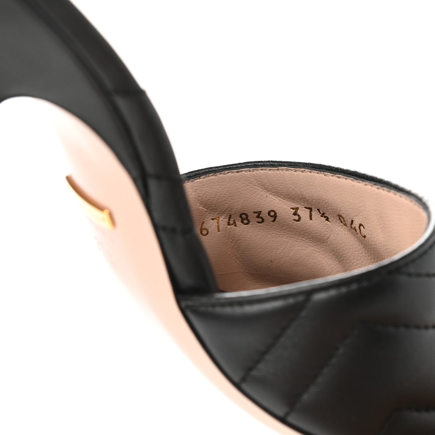 Nappa Matelasse GG Marmont 75mm Slide Sandals 37.5 Black