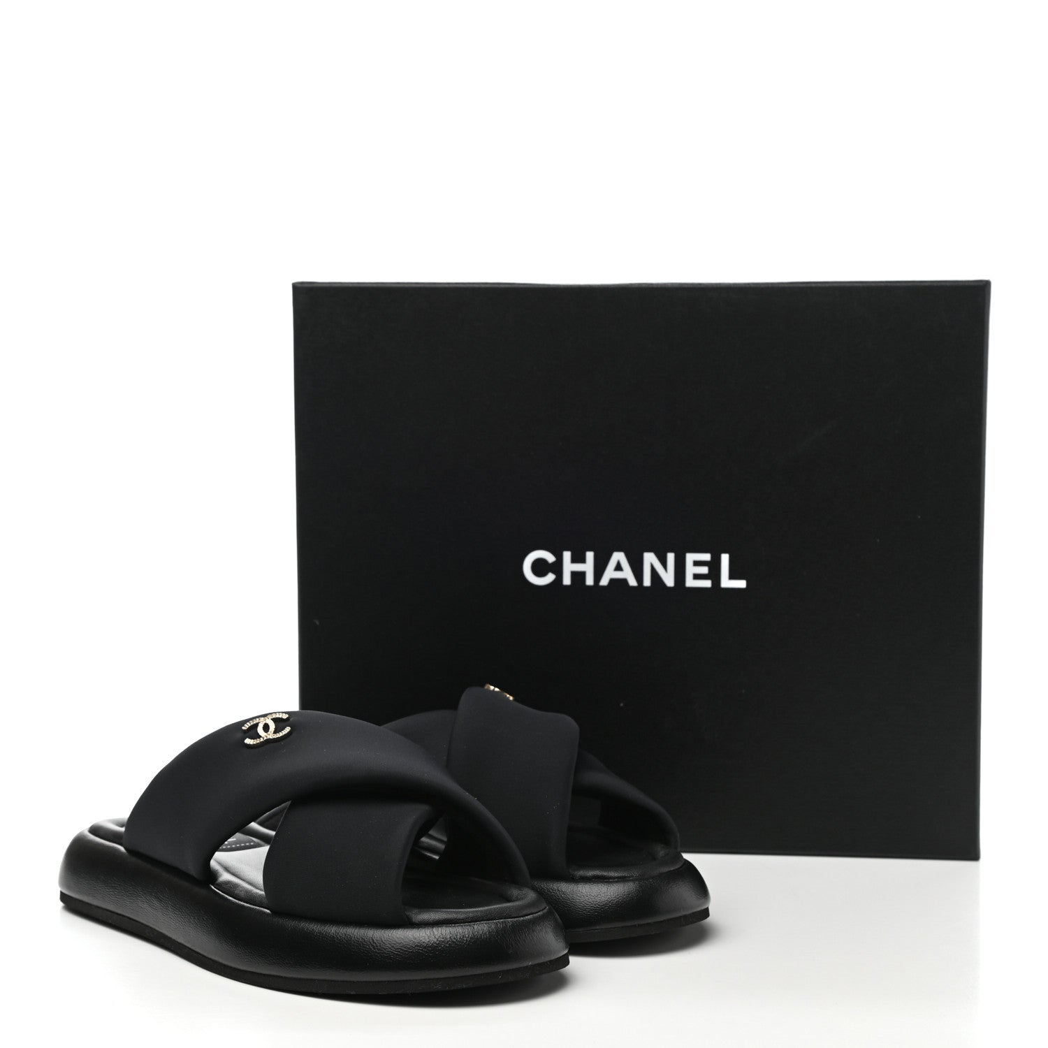 Chanel Fabric CC Mules Sandals 36 Black 9 of 9