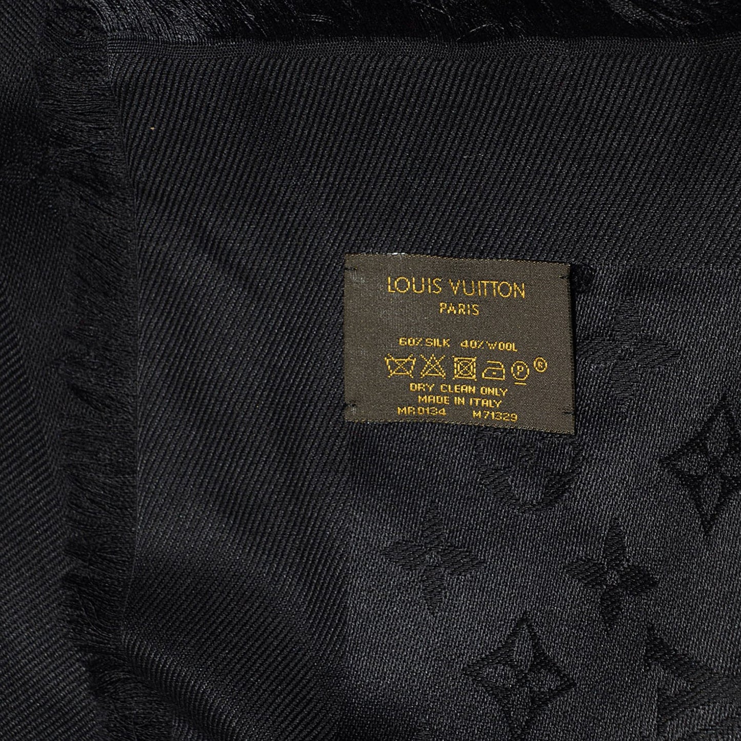 Silk Wool Monogram Shawl Black