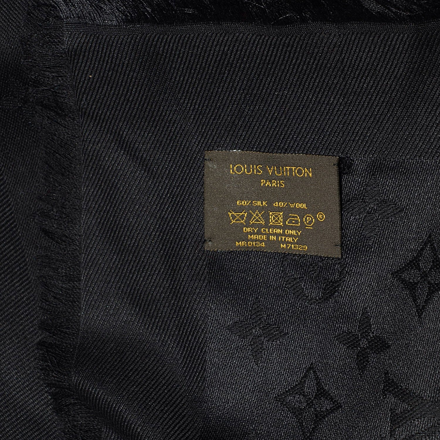 Louis Vuitton Silk Wool Monogram Shawl Black 5 of 5