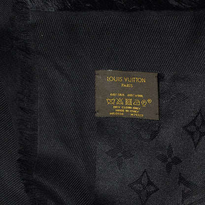 Louis Vuitton Silk Wool Monogram Shawl Black 5 of 5