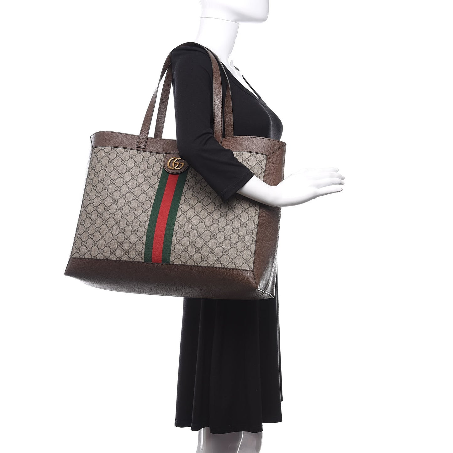 GG Supreme Monogram Web Ophidia Tote Brown