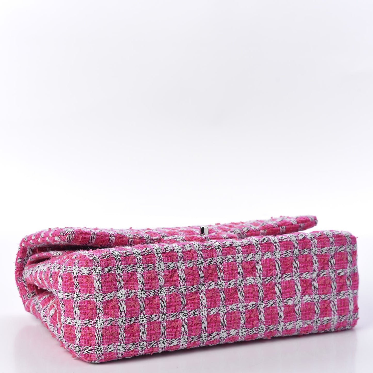 Tweed Quilted Jumbo Double Flap Hot Pink