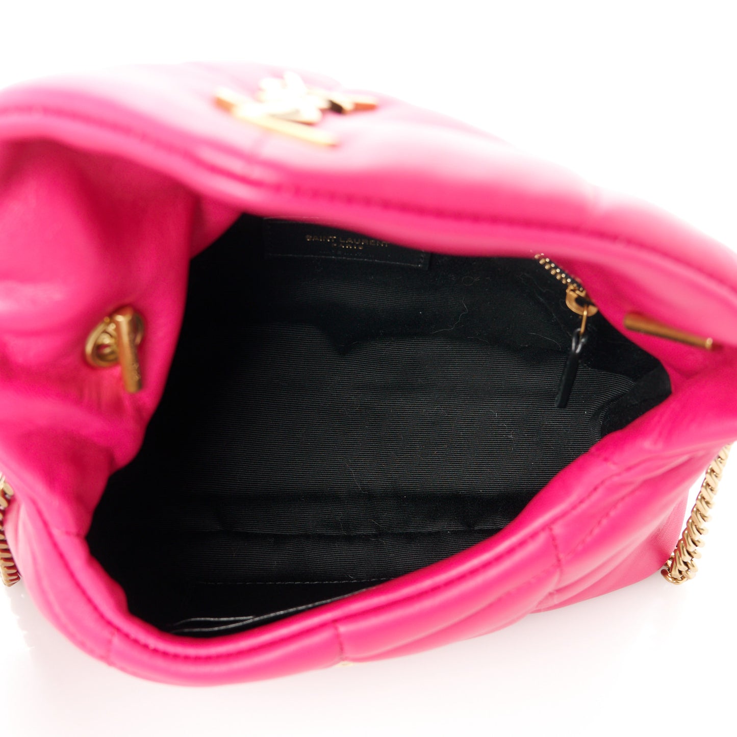 Lambskin Quilted Toy Loulou Puffer Monogram Chain Satchel Bubblegum