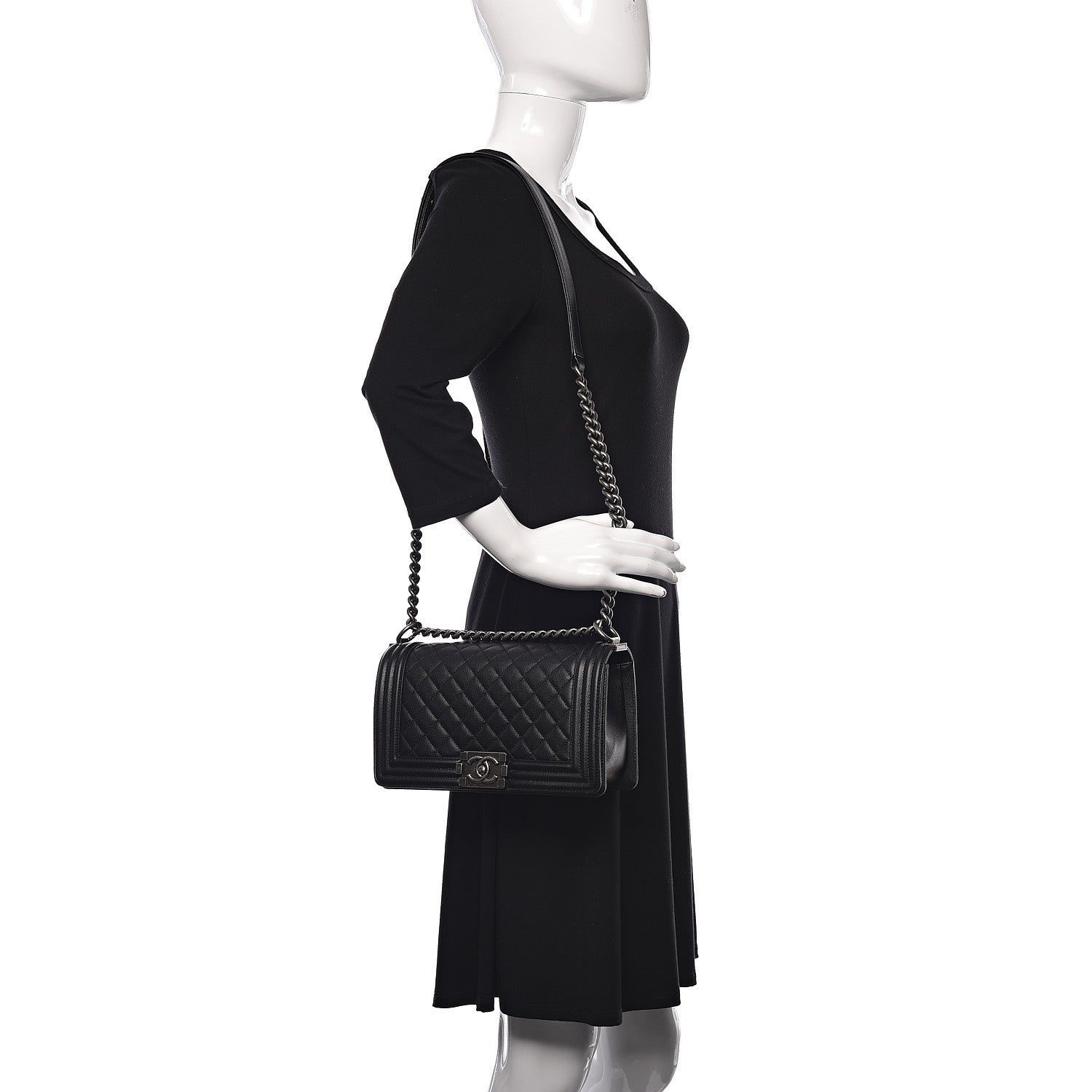 Chanel Caviar Quilted Medium Boy Flap Black 2 of 13