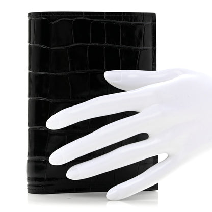 Chanel Calfskin Crocodile Embossed Crococo Passport Holder Black 2 of 9