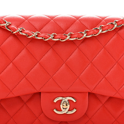 Chanel Caviar Quilted Jumbo Double Flap Red 8 of 12
