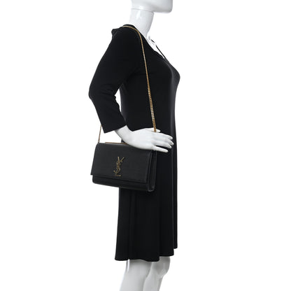 Saint Laurent Grain De Poudre Medium Classic Monogram Kate Satchel Black 2 of 10