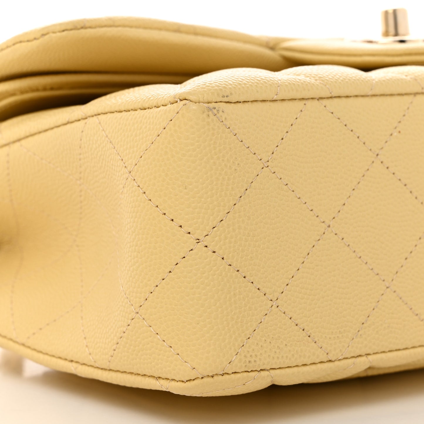 Caviar Quilted Small Double Flap Yellow