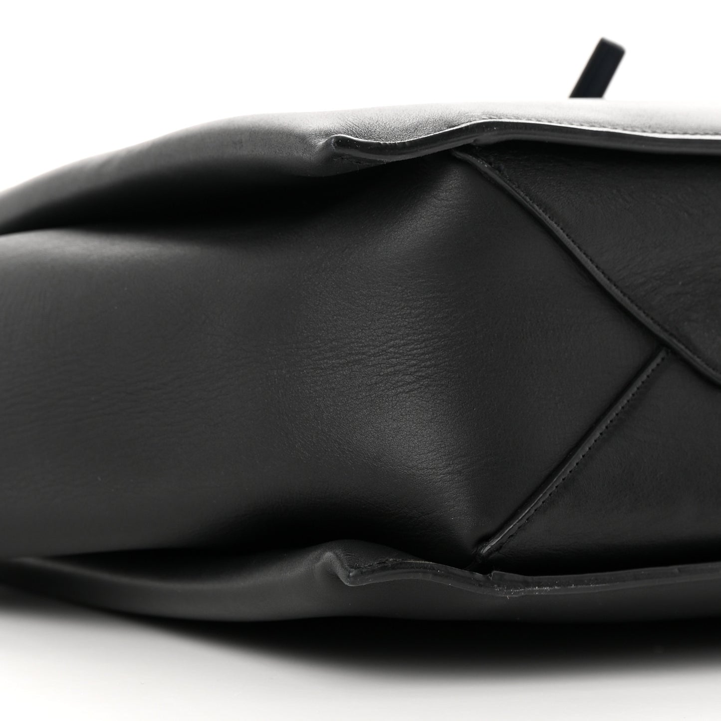 Smooth Calfskin Bi-Color Medium Tri-Fold Bag Black Dark Sea