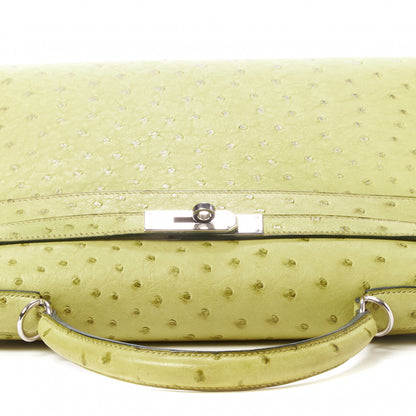 Hermes Ostrich Kelly Sellier 32 Vert Anis 7 of 34