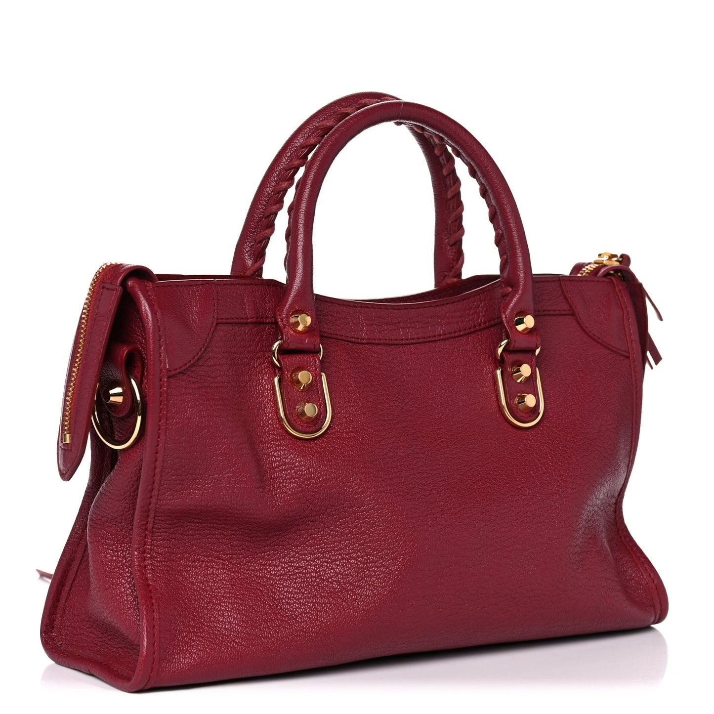 Chevre Gold Metallic Edge Hardware S City Rouge Grenat
