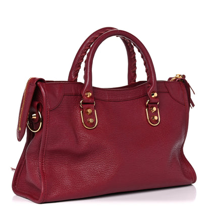 Balenciaga Chevre Gold Metallic Edge Hardware S City Rouge Grenat 3 of 9