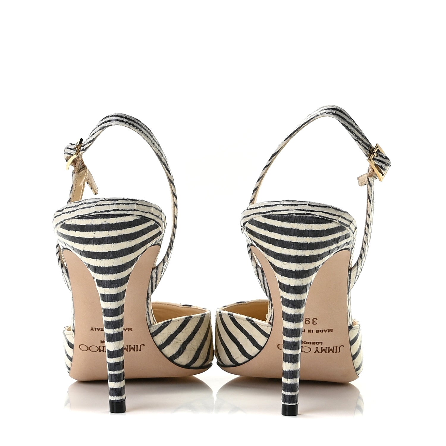 Jimmy Choo Elaphe Striped Tilly 100 Pumps 39 Black Off White 6 of 11