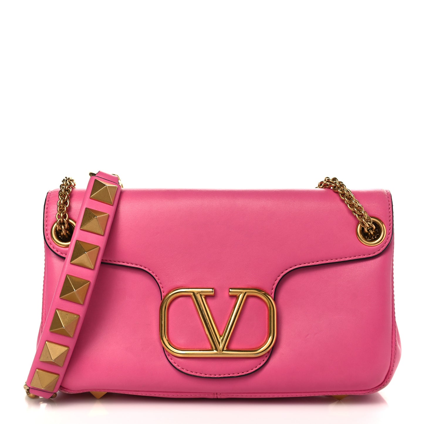 Nappa Stud Sign Shoulder Bag Feminine Pink