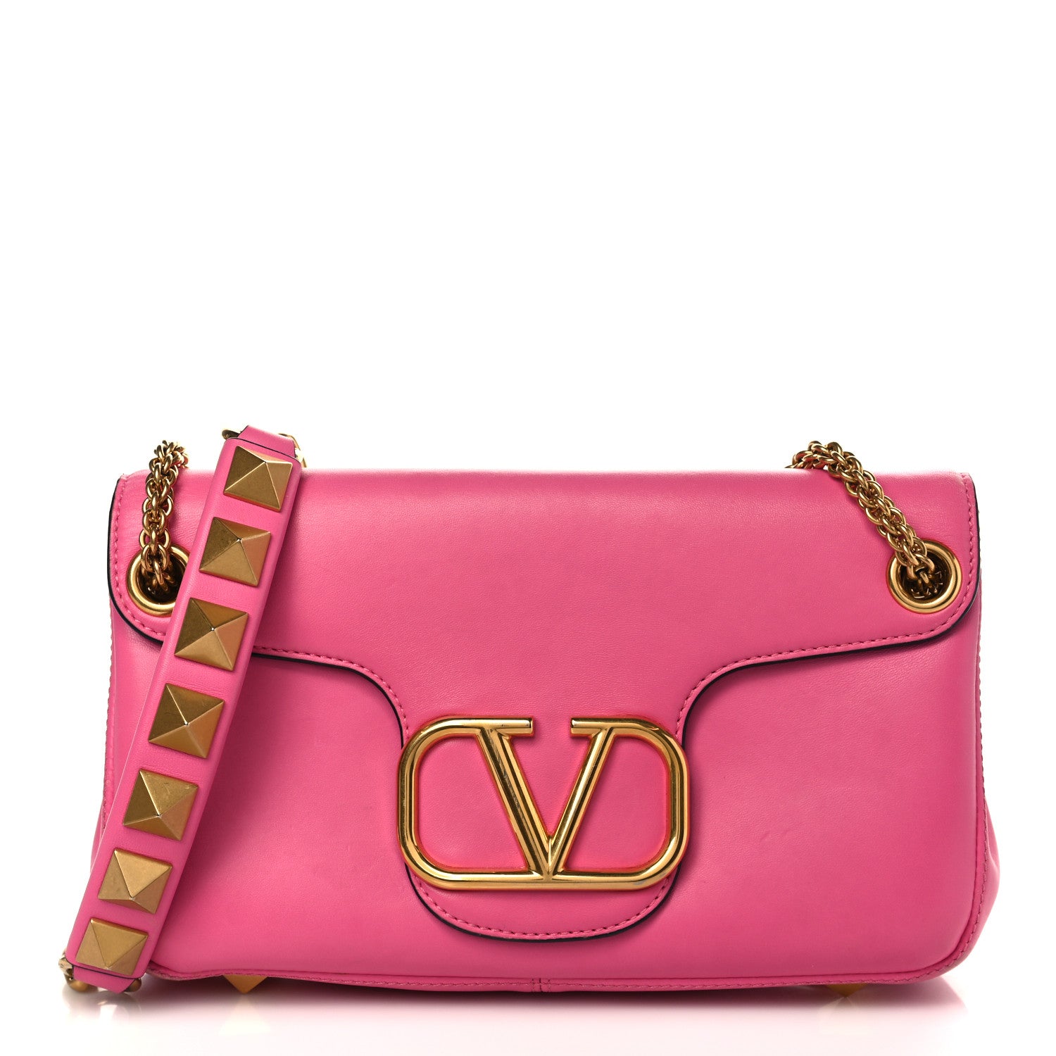 Valentino Garavani Nappa Stud Sign Shoulder Bag Feminine Pink 1 of 11