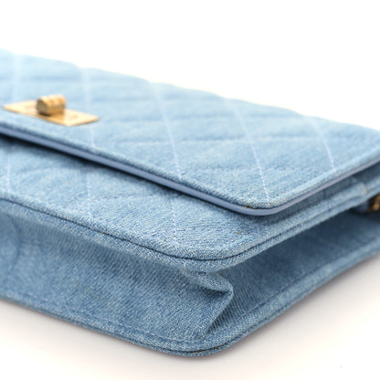 Chanel Denim Quilted Reissue Wallet On Chain WOC Blue 10 of 11