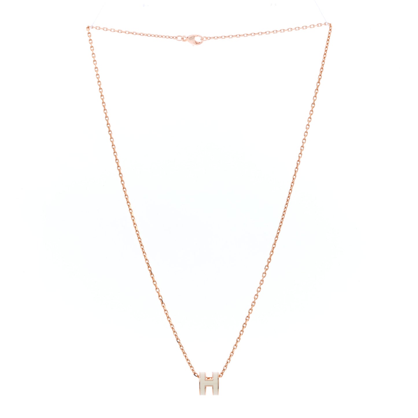 Lacquered Rose Gold Mini Pop H Pendant Necklace White