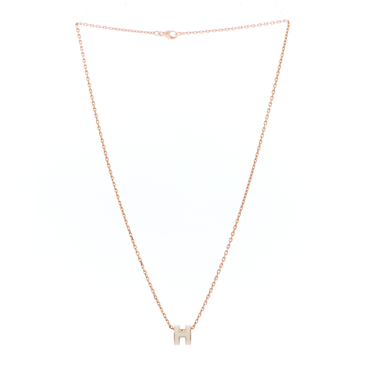 Hermes Lacquered Rose Gold Mini Pop H Pendant Necklace White 7 of 14