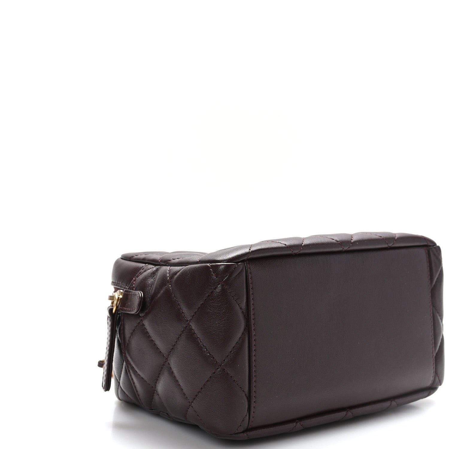 Chanel Lambskin Quilted Mini Wenge Wood Bowling Bag Burgundy 4 of 11