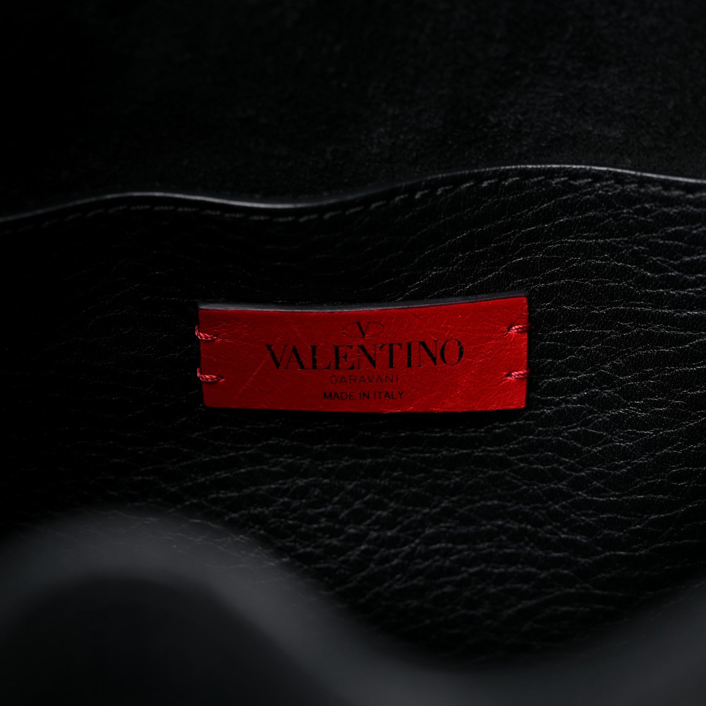 Grained Calfskin Small Rockstud Bucket Bag Black