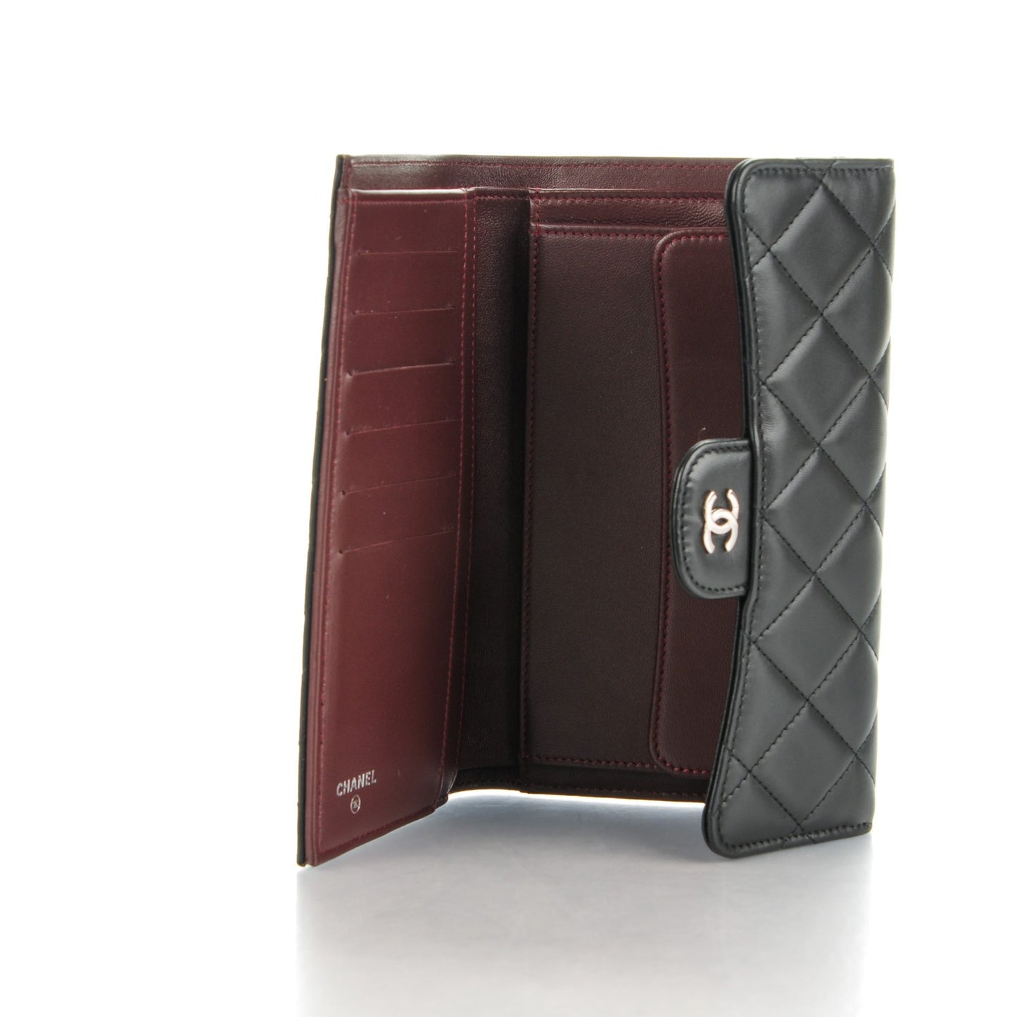 Lambskin Quilted Large Flap Wallet Black