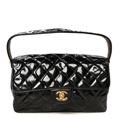 Chanel Patent Quilted Double Sided Shoulder Flap Bag Black 1 of 13