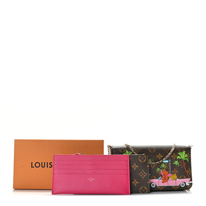 Louis Vuitton Monogram 2021 Christmas Animation Hollywood Pochette Felicie Chain Wallet Fuchsia 10 of 10