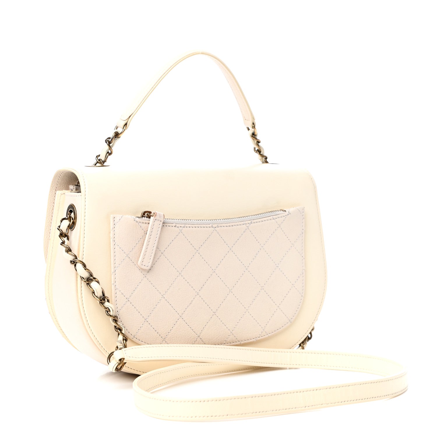Chanel Shiny Calfskin Goatskin Quilted Medium Coco Curve Messenger Flap White 3 of 10