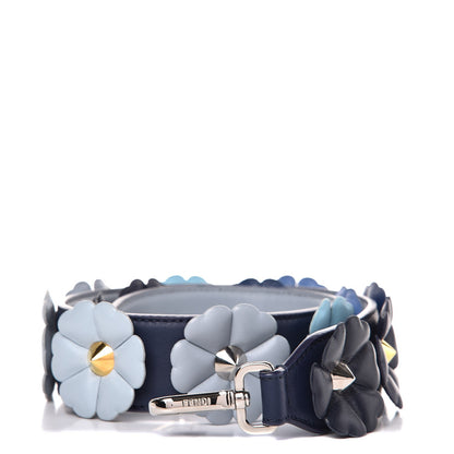 Fendi Vitello Dolce Flowerland Bi-Color Studded Strap You Blueberry Azzurro Polvere Multicolor 1 of 6