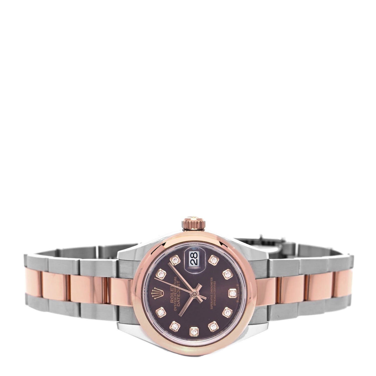 Rolex Stainless Steel 18K Everose Gold Diamond 28mm Oyster Perpetual Datejust Watch Chocolate 279161 2 of 5