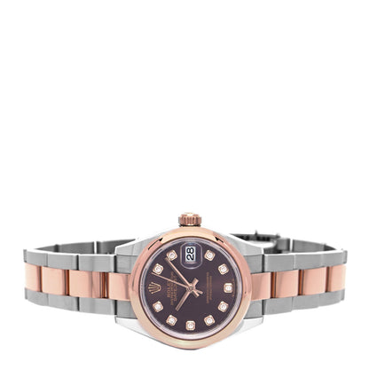 Rolex Stainless Steel 18K Everose Gold Diamond 28mm Oyster Perpetual Datejust Watch Chocolate 279161 2 of 5
