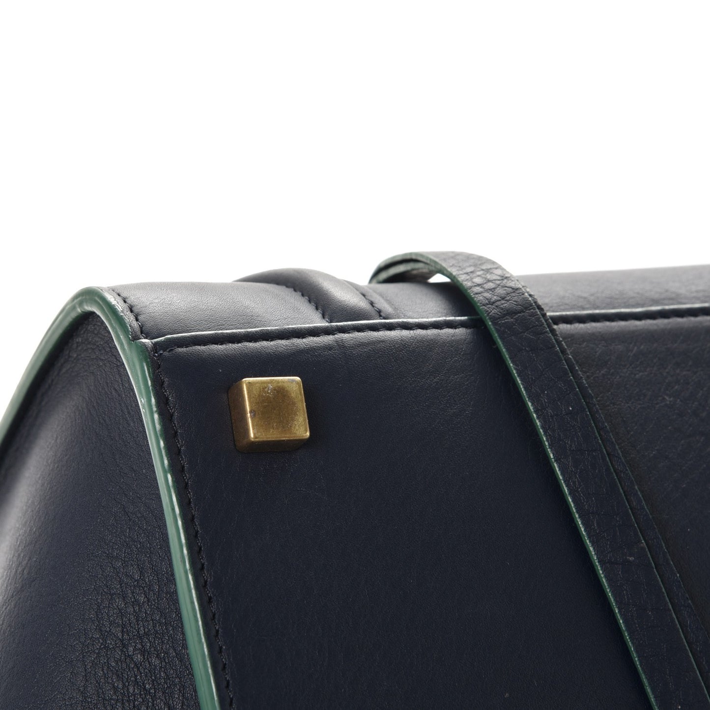 Supple Calfskin Medium Phantom Luggage Navy Blue Green Trim