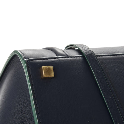 Celine Supple Calfskin Medium Phantom Luggage Navy Blue Green Trim 10 of 11