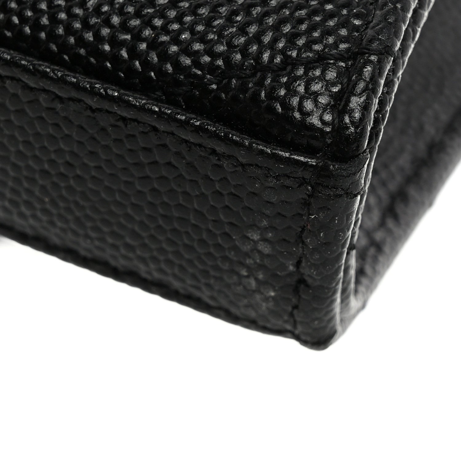 Saint Laurent Grain De Poudre Matelasse Chevron Monogram Monochrome Chain Wallet Black 10 of 10