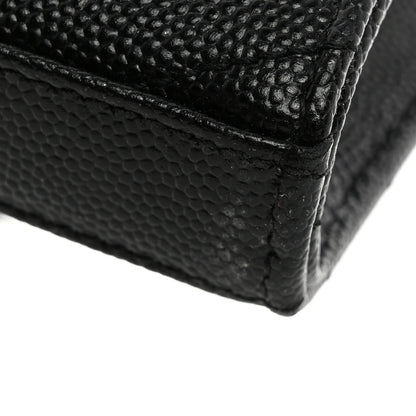 Saint Laurent Grain De Poudre Matelasse Chevron Monogram Monochrome Chain Wallet Black 10 of 10