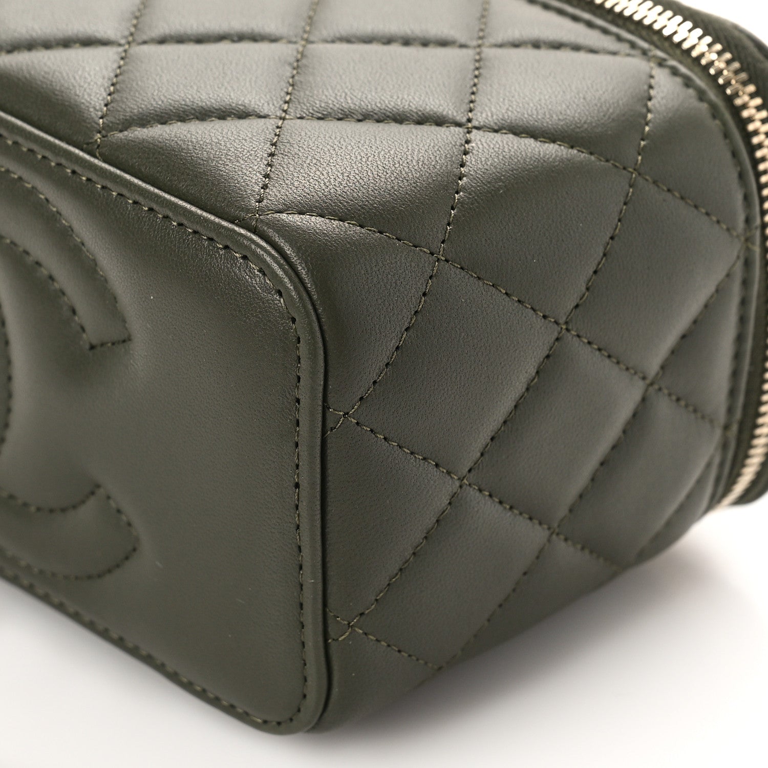 Chanel Lambskin Quilted Pick Me Up Vanity Case Khaki 10 of 10