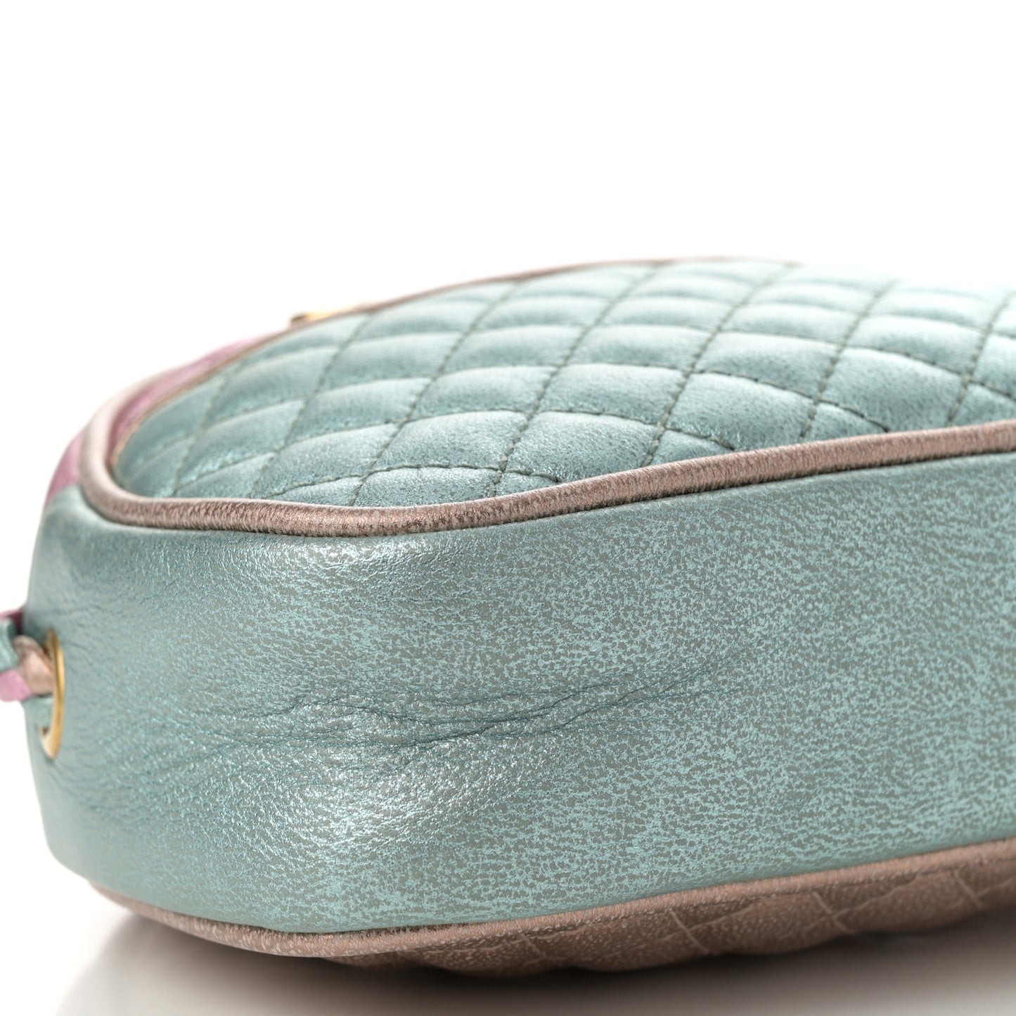 Laminated Nappa Trapuntata Mini Zumi Dome Shoulder Bag Rosa Lago Rame