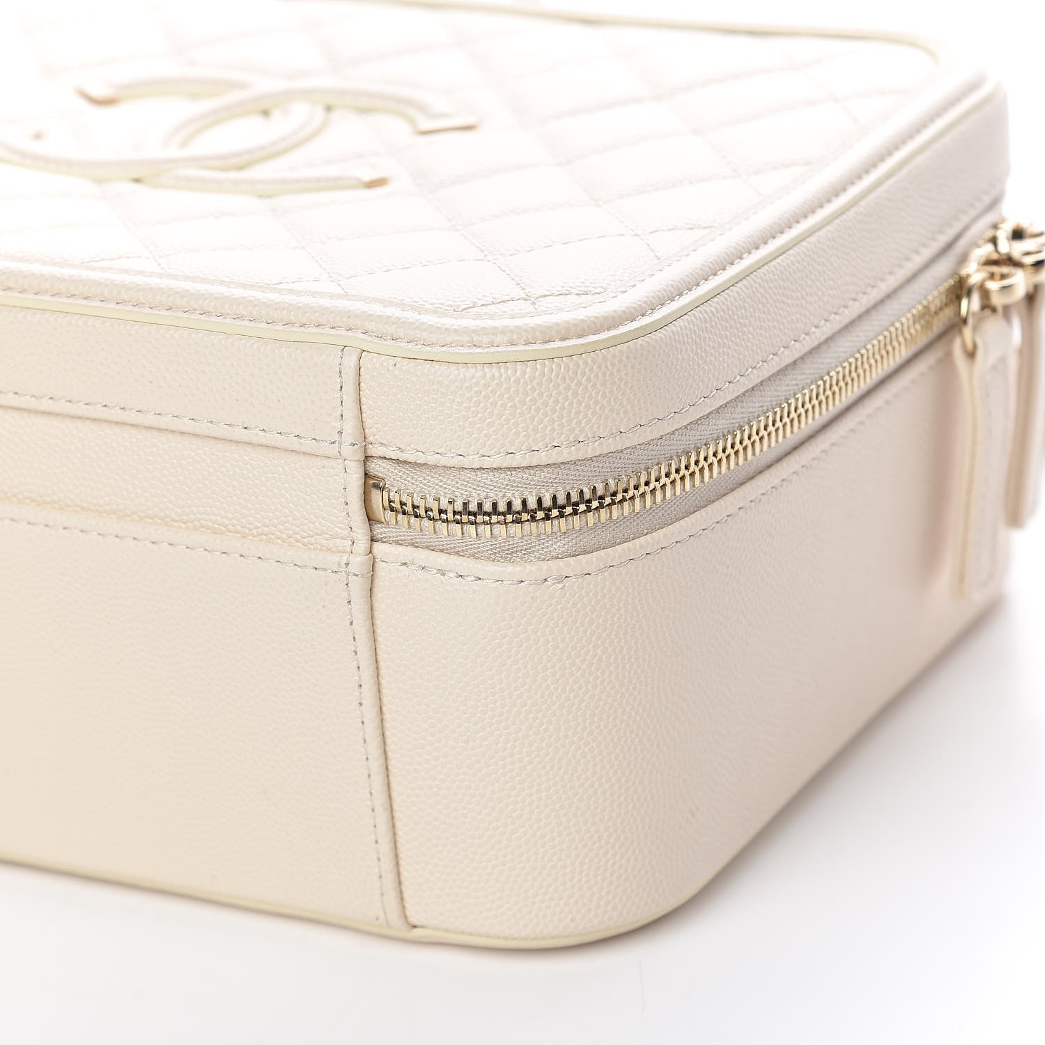 Chanel Caviar Quilted Large CC Filigree Vanity Case Light Beige 10 of 14