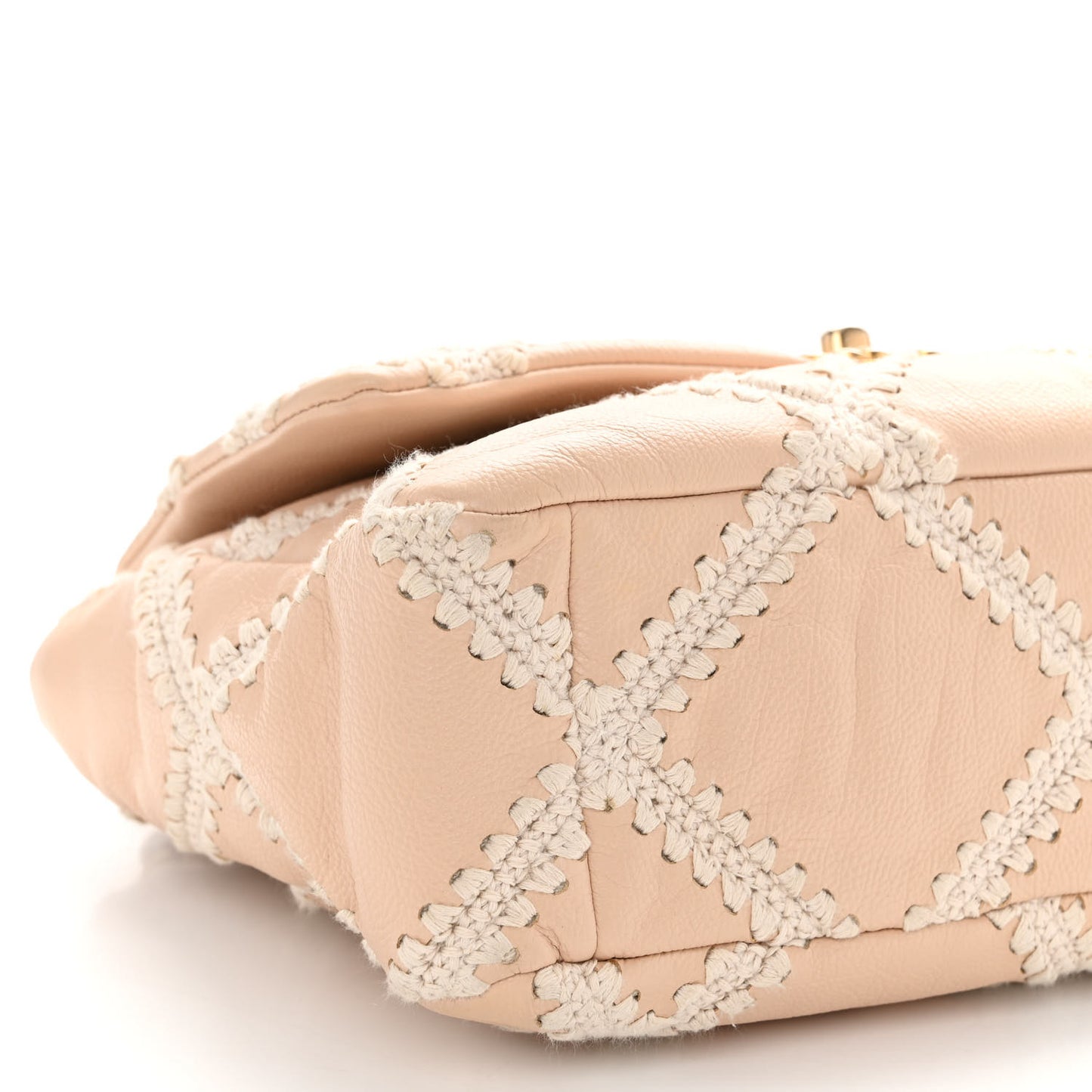 Calfskin Crochet Large Chanel 19 Flap Beige