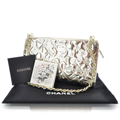 Chanel Patent Calfskin Lucky Symbols Pochette Metallic Gold 3 of 9