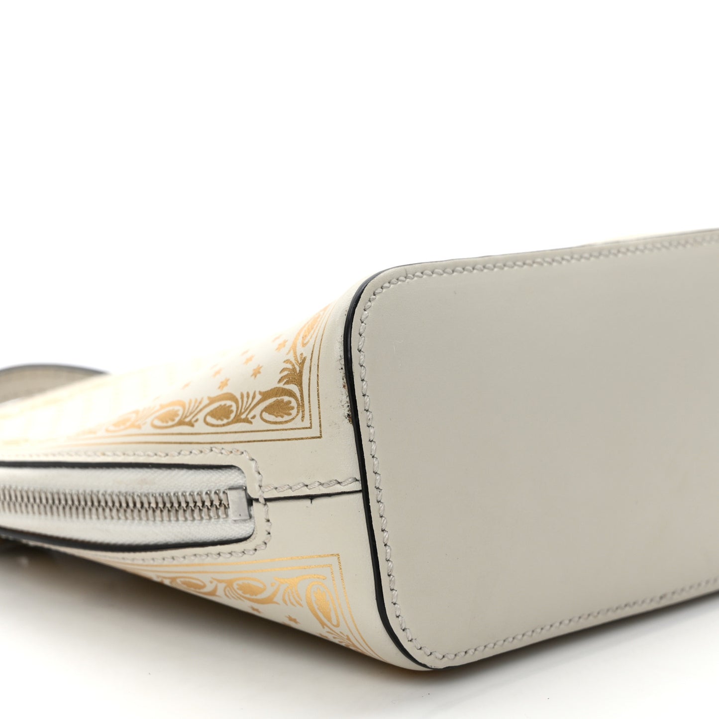 X SEGA Calfskin GUCCY Stars Mini Dome Shoulder Bag Mystic White Gold